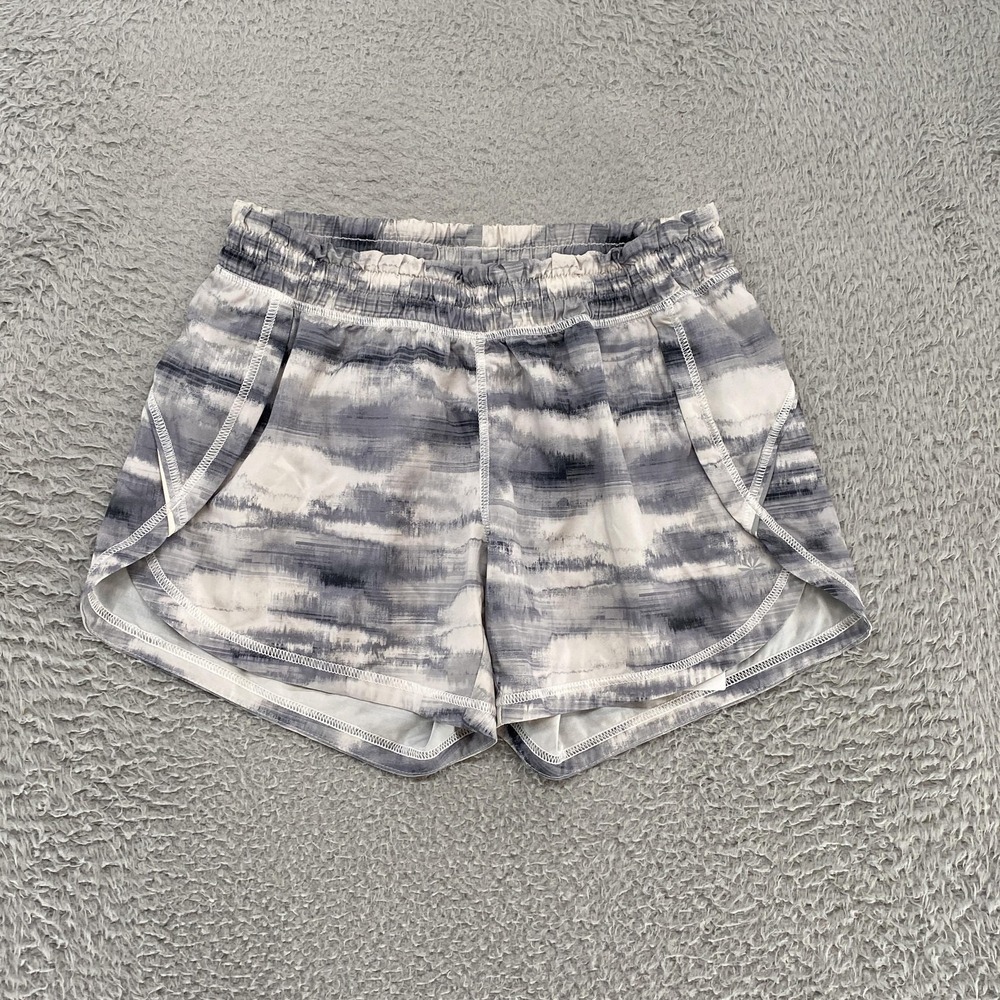 Athleta Running Shorts Womens Small Gray Striped Lined Quick Dry 2.5 Inch